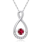 SISGEM Natural Diamond and Cubic Zirconia Infinity Necklace for Women, Fine Birthstone Jewelry Gifts for Her 18-20 Inch
