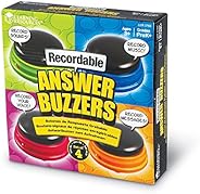 Learning Resources Recordable Answer Buzzers, Personalized Sound Buzzers, Talking Button, Set of 4, Ages 3+