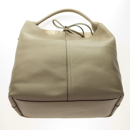 Gianni Chiarini Italian Made Taupe Pebbled Leather Oversize Slouchy Hobo Bag
