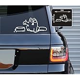 Printbeat Hungry Cat Vinyl Decal Sticker – Funny Waterproof Car Sticker for Windows, Trucks, Laptops & More – Durable Die-Cut Vinyl (White, 3.5" x 7")