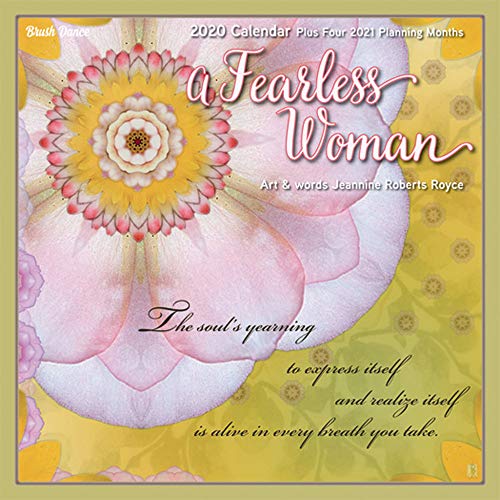 A Fearless Woman 2020 7 x 7 Inch Monthly Mini Wall Calendar by Brush Dance, Floral Artwork Flowers by 