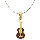 The Black Bow 14k Yellow Gold Black Enameled Acoustic Guitar Necklace