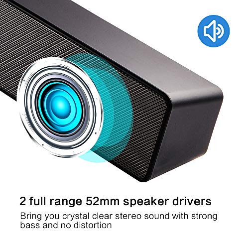 Computer Speakers,Bluetooth Computer Sound Bar USB Powered,Stereo Audio