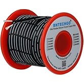 BNTECHGO 22 Gauge Silicone Ribbon Cable Flexible 2P Black 50 ft Flat Cable 22 AWG Stranded Tinned Copper Wire