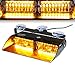 T Tocas 16 LEDs 12v LED Law Enforcement Emergency Hazard Warning Strobe Lights with Suction Cups Amber Yellow