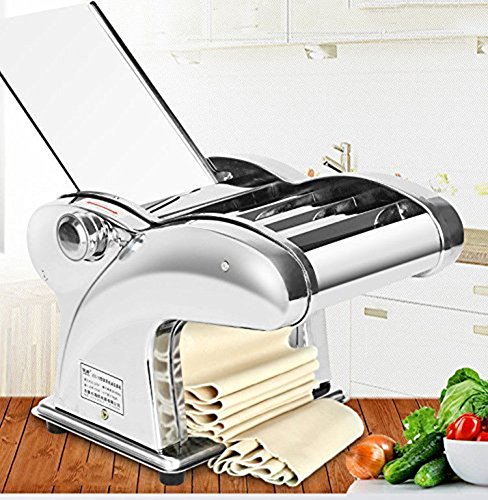 Pasta Maker, 110V Electric Noodle Press Machine Spaghetti Pasta Maker Commercial Stainless Steel Dough Cutter Dumplings Roller Noodles Hanger,6 Speed Adjustable Thickness Setting (4 Noodle Knife) - Thumbnail 2