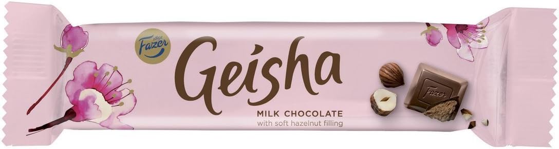 5 Bars x 37g of Fazer Geisha - Original - Finnish - Milk Chocolate with Soft Hazelnut Filling