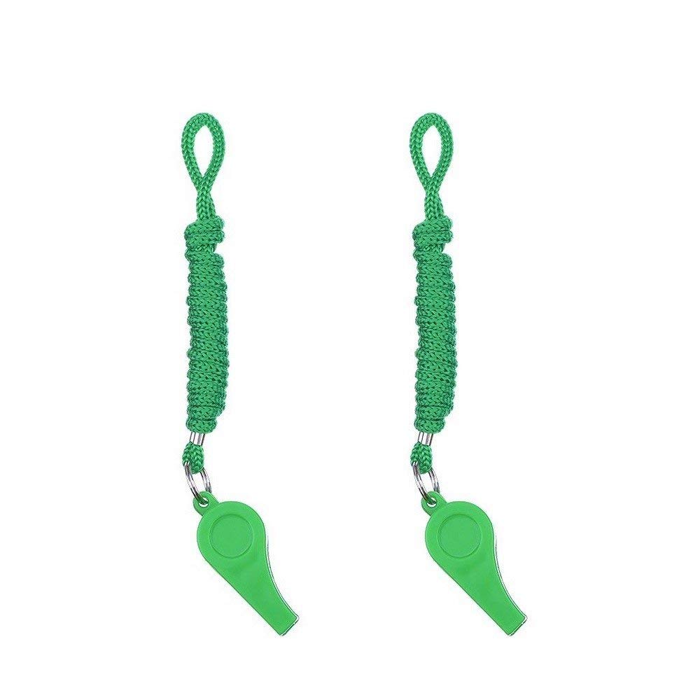 Giveet 2 Pieces Green Whistle with Lanyards, Durable