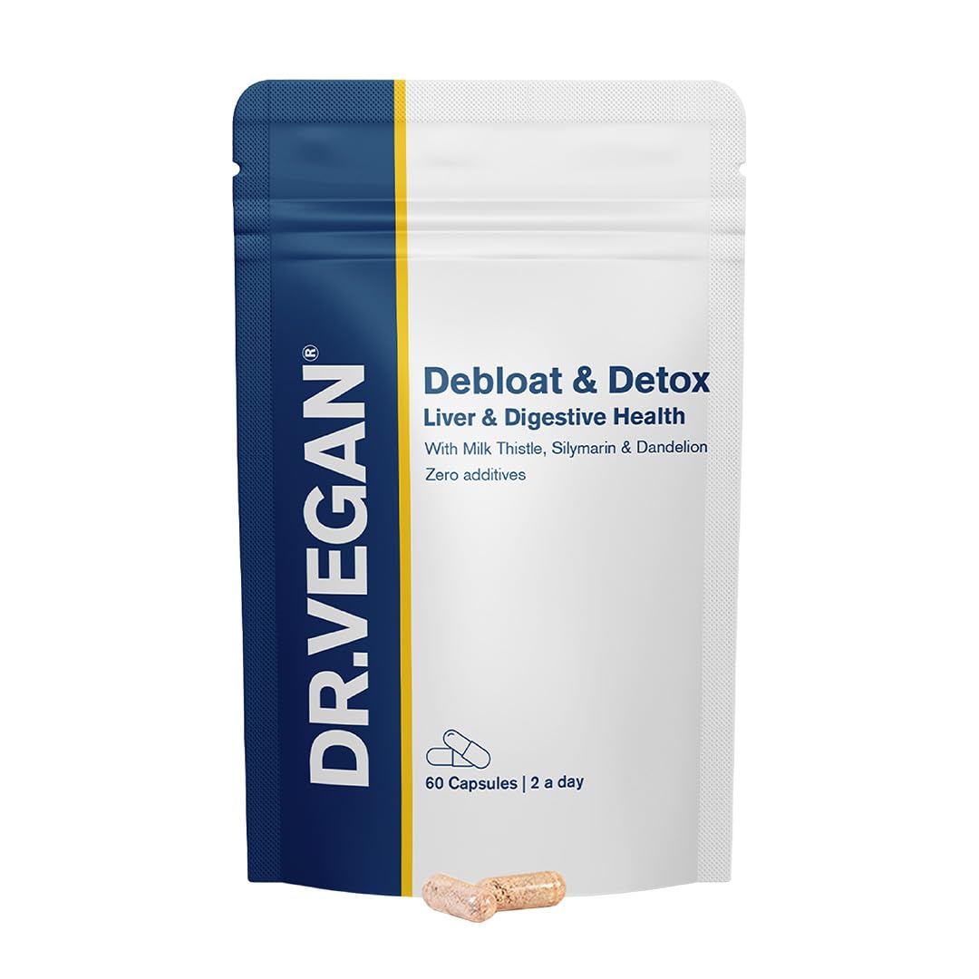 Debloat & Detox | Liver and Digestion Health | Vitamins & Supplements | 60 Vegan Capsules |Two-A-Day | DR.VEGAN