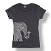 Left Side Elephant Holding Lotus Boho Trendy Hip Style Fashion - Ladies T-Shirt, Heather Charcoal, Medium