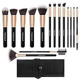 Makeup Brushes 15 Pcs Professional Makeup Brush Set Premium Synthetic Brush Foundation Brush Powder Blending Blush Highlighter Concealer Lip Face Eyeshadow Brushes Kit with PU Leather Roll Bag