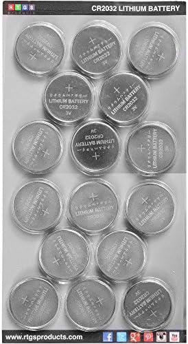 RTGS CR2032 Lithium Coin Cell Battery 3V 16 Pcs for LED Lights, Remote Controls, Other Devices