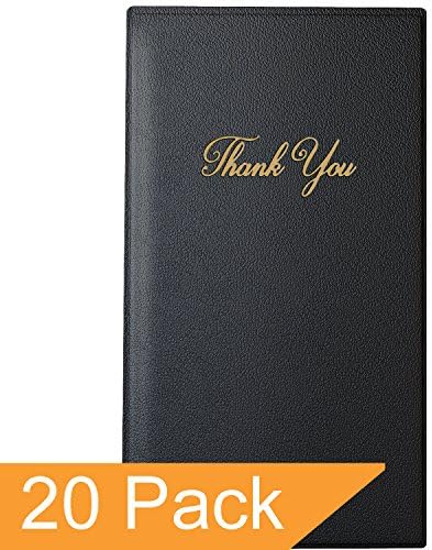 Guest Check Presenter with Gold Thank You Imprint - 5.5" x 10" (Standard Black_20_Pack, 20)