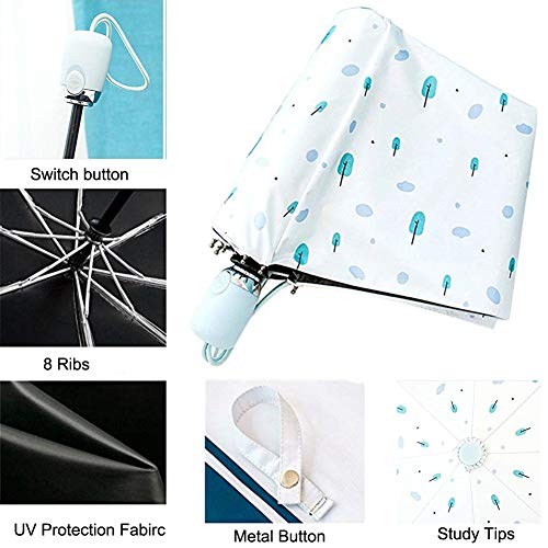 ROSYCORAL Outdoor Travel Sun & Rain UV Protection Parasol Umbrellas Lightweight Folding Auto Open Close Cute Rain Protection Golf Umbrella for Women - Thumbnail 3