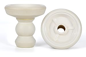 MATA LEON Hookah Bowl Phunnel Shisha Bowl - Hookah Accessories Clay Hookah Head with Glaze Great for All Shisha Flavors Like Tangiers Lavoo Darkside 15-20 Grams 1.5 Hour Smoking (Pivot, Matt White)