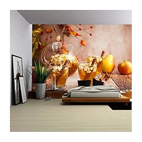 Autumn Sangria with Apples,Pears and Cinnamon - Removable Wall Mural | Self-Adhesive Large Wallpaper - 66x96 inches
