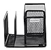 EasyPAG Mesh Desk Accessories Organizer Sticky Note Pad Holder 2 Upright Pen Holder ,Black