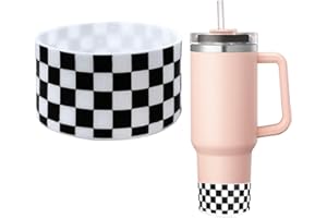 G GENLEAS GENLEAS 1 Pcs Checkered Pattern Protective Silicone Boot Cover 12oz-40oz for Stanley Tumbler, Hydro Flask, Owala, Yeti, Simple Modern, Iron Flask Tumbler Accessories, Stanley Quencher Accessories