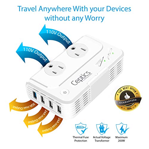 Israel, Jordan Voltage Converter by Ceptics, Convert 220 V to 110V for