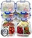 LARGE Premium 6 Sets Glass Meal Prep Containers 3 Compartment with Snap Locking Lids, BPA-Free, Microwave, Oven, Freezer, Dishwasher Safe (4.5 Cup, 36 Oz, Rectangle)
