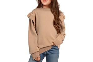 DOKOTOO KIDS Girls Sweaters Cute Crewneck Ruffle Long Sleeve Knit Pullover Sweater Tops 6-15 Years