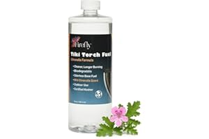 Firefly Fuel Tiki Torch Fuel – Clean-Burning Outdoor Lamp Oil for Tiki Torches and Lanterns. Low Smoke, Citronella Formula, Long-Lasting – Outdoor Patio & Garden Use - 32oz