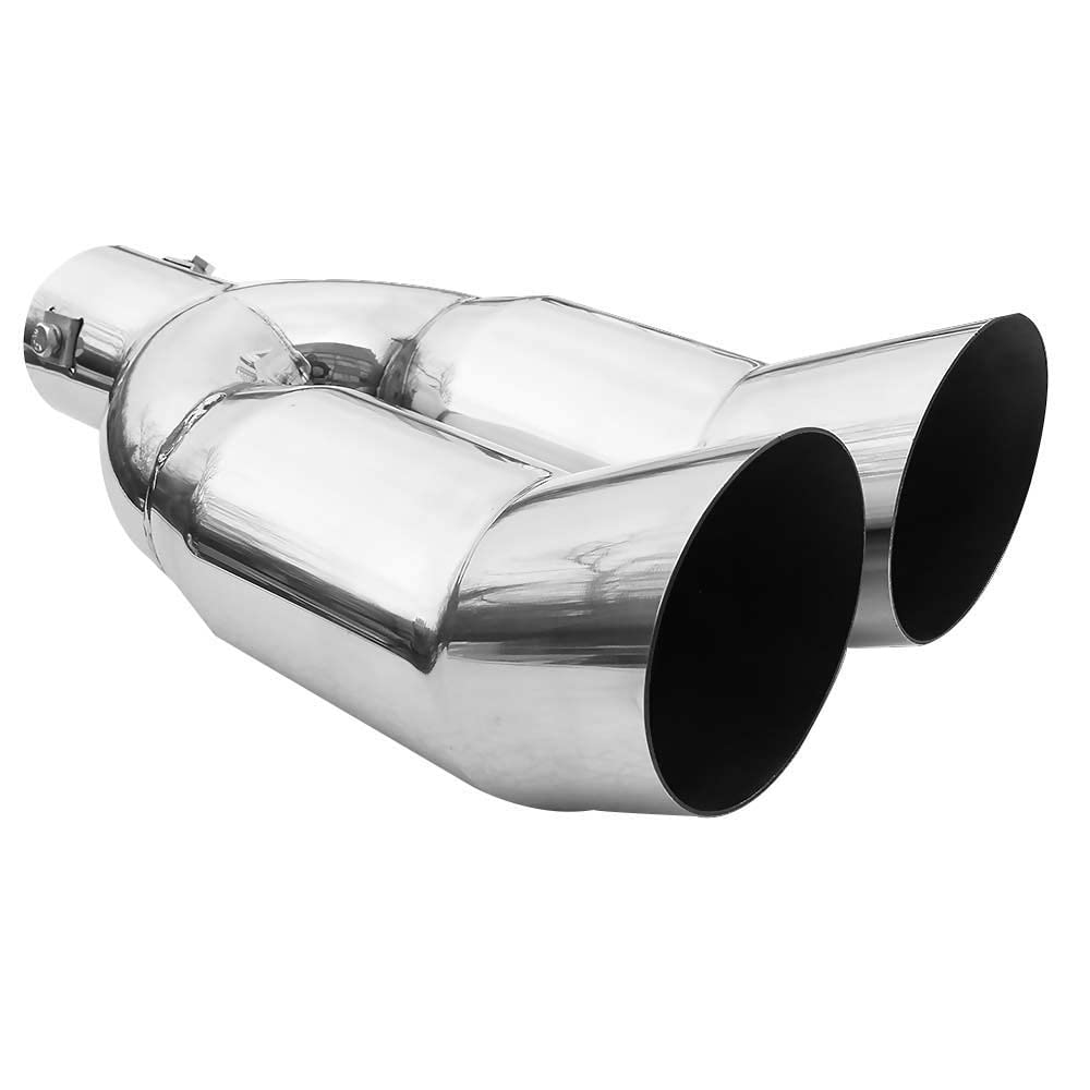 Double Exhaust Tip Muffler Trim Tail Twin End Pipe Sport Stainless Steel Chrome 56 mm