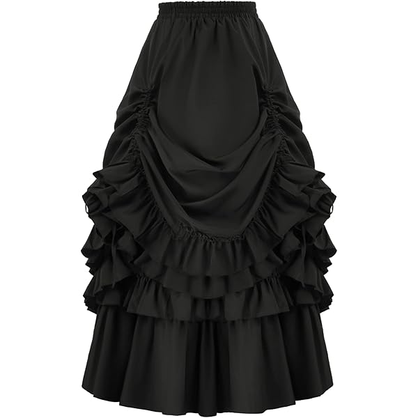 Jupe Medievale Femme Grande Taille- Jupe Longue Vintage Taille Haute Décontracté Avec Boutons Coupe Ample Chic Style Renaissance Gothique Steampunk Cosplay Fluide Skirt Pour Halloween Carnaval