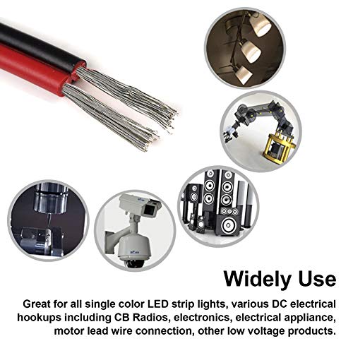 100FT 18 AWG Gauge Electrical Wire, DC 12V Hookup Red Black Copper Stranded Auto 2 Cord, Flexible Extension Cable with Spool for LED Ribbon Lamp Light or Low Voltage Products by MILAPEAK
