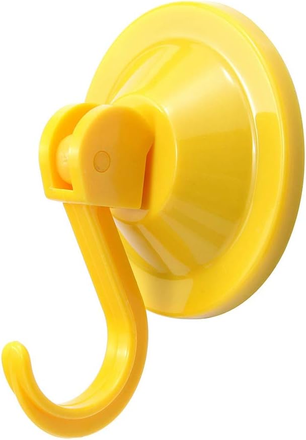 NL HOME 4-Pack Power Lock Suction Cup Hooks, Vacuum Hook for Flat Smooth Wall Surface Towel Robe Bathroom Kitchen Shower Bath Coat, Yellow