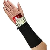 AMABAZR Premium Wrist Wallet - Cell Phone Holder with Zipper Storage Band for Travel, Outdoor Sports Running - Sweat Band Wristband,Black