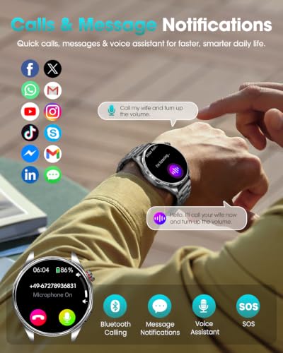 FOSMET Nuevo Reloj Inteligente Hombre con ECG/HRV/BMI, Android iOS Negro | 1.45" AMOLED, Micro Chequeo, 24H Frecuencia Cardíaca, Presión Arterial, SpO2, Sueño, 5 ATM, Llamadas, SOS, 120+ Deportivos