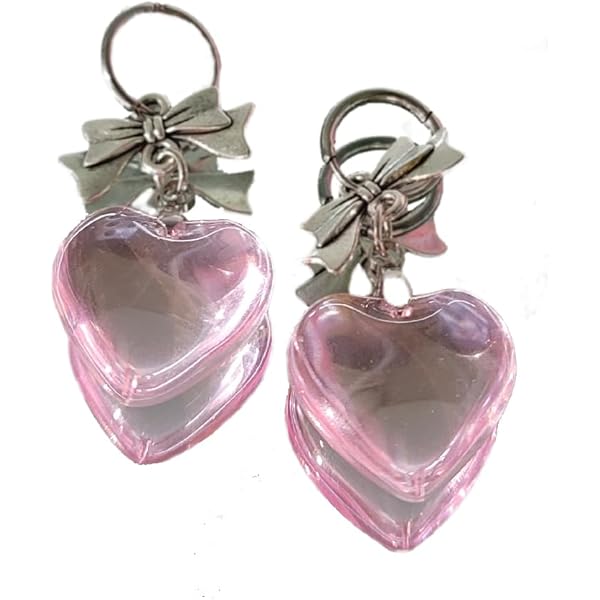Red Transparent Glass Puffy Heart Dangle Drop Earrings For Women Sweet Y2k Trendy Chunky Love Hearts Dangling Silver Plated Cross Stud Earring Valentine