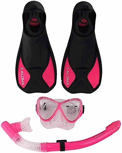 ALOMA Snorkeling Mask Snorkel Fins Set Adult Scuba Diving Fuchsia L