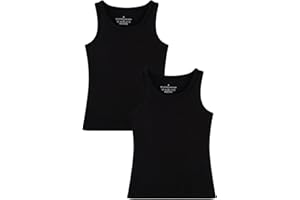 Huata Girls Tank Top 2 Packs Racerback Sleeveless Dance Athletic Shirt for Kids