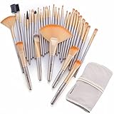 32pcs Makeup Brushes Premium Makeup Brush Set Synthetic Kabuki Cosmetics Foundation Blending Blush Eyeliner Face Powder Brush Makeup Brush Kit ,Champagne Color