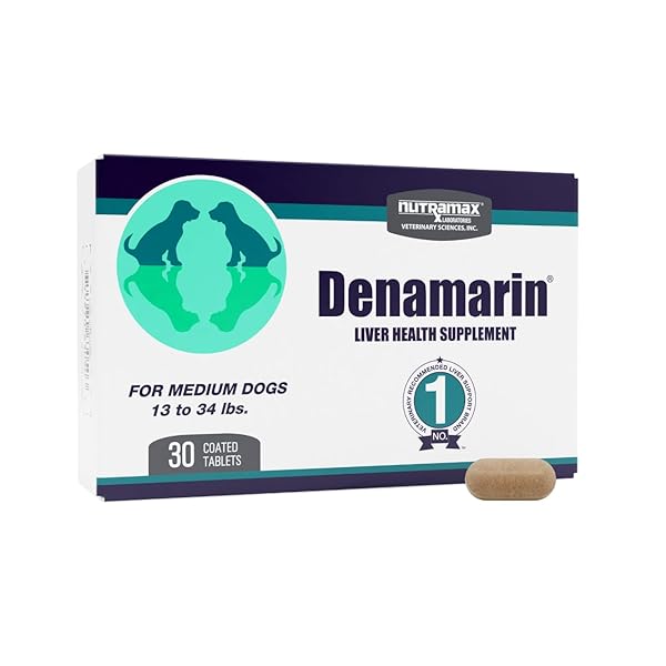 NUTRAMAX LABORATORIES DENAMARIN LIVER HEALTH SUPPLEMENT FOR MEDIUM DOGS – WITH S-ADENOSYLMETHIONINE (SAME) AND SILYBIN, 30 TABLETS