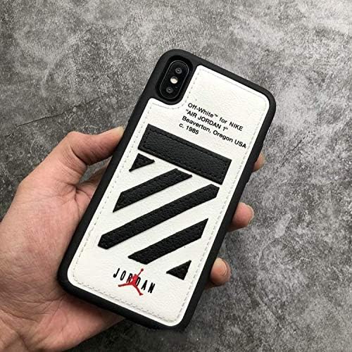 iPhone Xs Max Case, Luxury Street Fashion Jump Man PU Leather Slim Fit Double Bumper & Anti-Drop and Shockproof Cover for iPhone Xs Max (Fashion White)