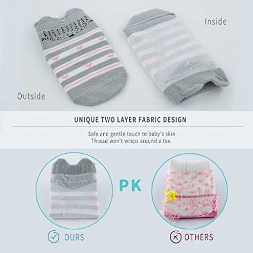 Infant Non Skid Socks with Grips Toddler Girls Boys Animal Fun Socks 0-12-24 Months Baby Gift,5 Pack