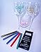 Elixeous 5 Pc Wine Accessory Set and Glass Marker Gift Set - Stainless Corkscrew Opener, Pourer, Drip Ring, Stopper and 5 Wine Glass Metallic Marker Pens - With Accessories Box and Gift Box