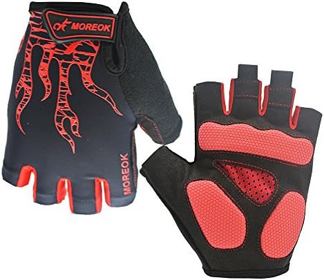 OKSPORT Cycling Gloves Mountain Bike Road Gloves With Gel Pad Shock-absorbing Breathable Bicycle Motorcycle Racing Half Finger Fingerless Gloves For Men/Women Red XL
