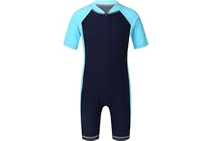 LOLODA Lorilida Boys One Piece Rash Guard Swimsuit Short Sleeve Water Sport Bathing Suits UPF 50+ Sun Protection