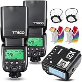Godox 2X TT600 HSS 2.4G Wireless Master/Slaver Flash Speedlite & Receiver Godox X2T-C Remote Trigger Transmitter Kit Built-in godox X System Compatible for Canon Cameras