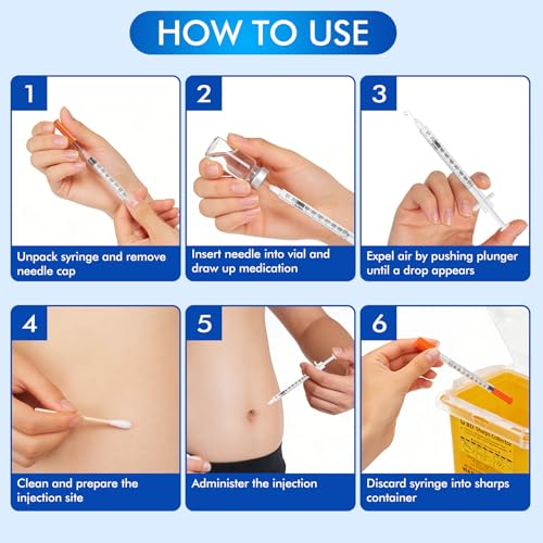 U-100 Insulin Syringes 100Pack 1ml/cc 30G 5/16" (8mm) with Needle | Individually Wrapped, Disposable Diabetic Syringes | Ultra-Fine for Comfort & Precision
