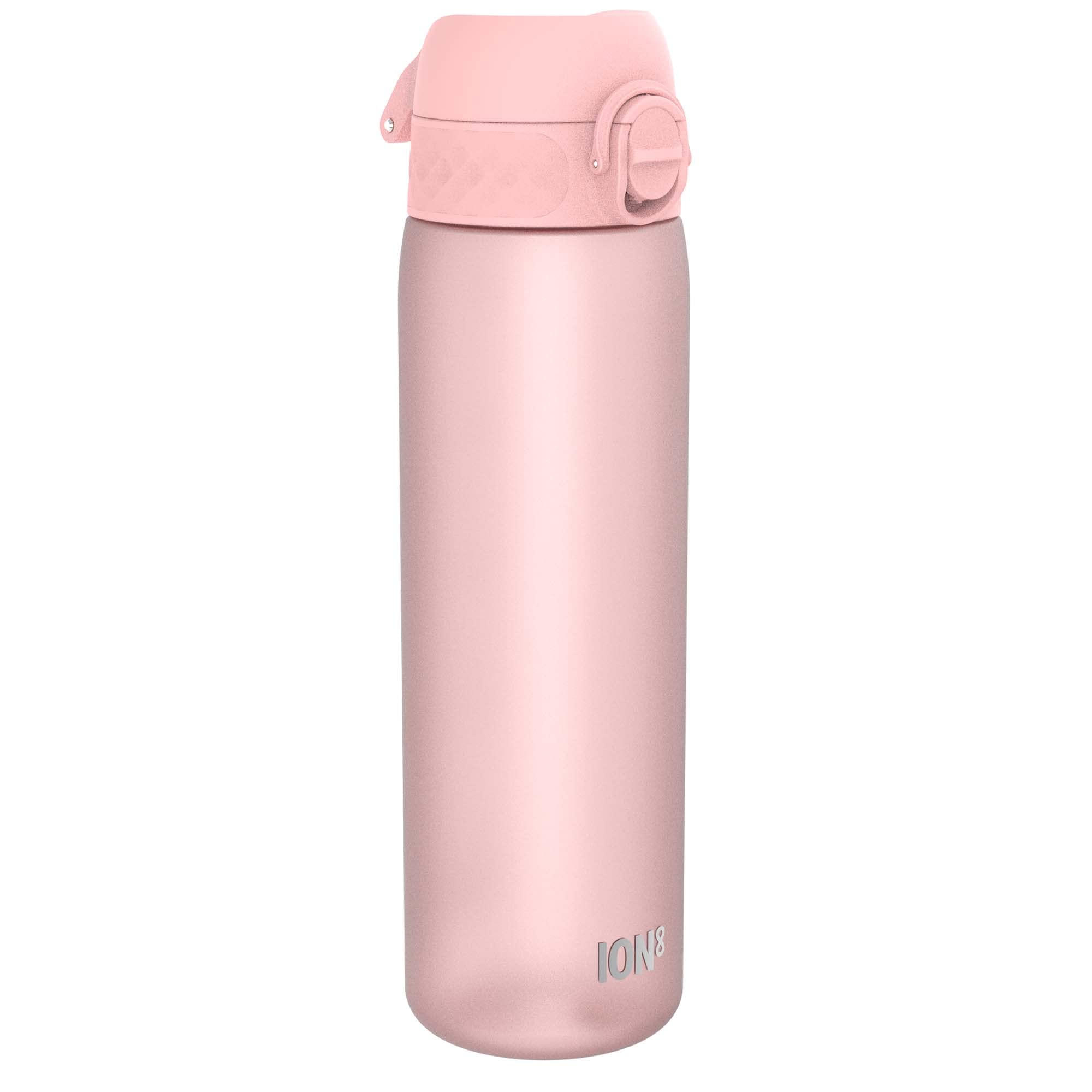 Ion8 Water Bottle, 500 ml/18 oz, Leak Proof, Easy to Open, Secure Lock, Dishwasher Safe, BPA Free, Hygienic Flip Cover, Carry Handle, Fits Cup Holders, Easy Clean, Carbon Neutral, Rose Pink