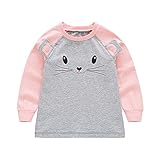 PanDaDa Kid Girls Cute Cat Print Long Sleeve Crew Neck T-shirt Blouses