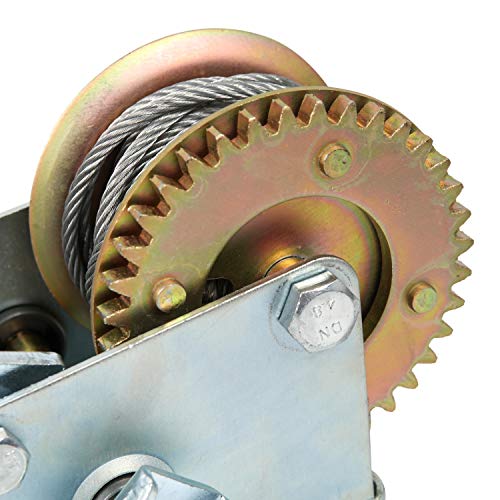 Heavy Duty Hand Winch 600 lbs Hand Crank Strap Cable Gear Winch Towing Winches ATV Boat Trailer (600 lbs) - Image 7