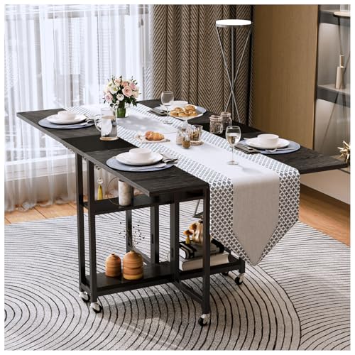 Simple Wisdom Comedor,Mesa Comedor de Plegable,Mesa Plegable 1.20 Apta para Hogar,Oficina o Terraza, Apta para Uso Familiar de 4 Personas,El tamaño es 120 * 80CM.(Gris+Negro)