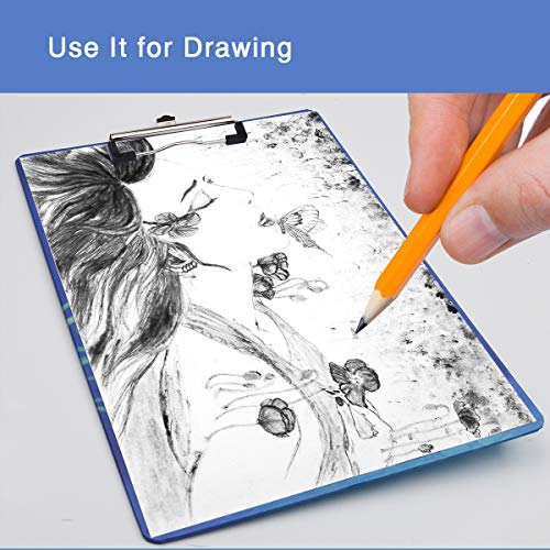 WIWAPLEX Cute Clipboard, Cat/Elk Printed A4 Clipboard, Standard Size Paperboard Clipboard Low Profile Clip, 9"x12.5" Paper Clipboard, File Holder for Writing Drawing, 4Pack (Elk Printing Clipboard)