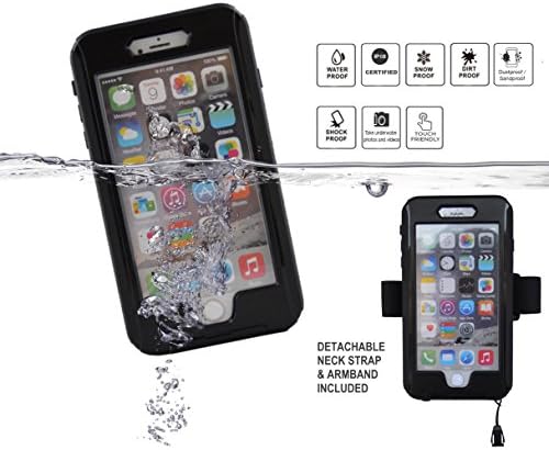 ZgearZ Waterproof Phone Case for iPhone 6 Plus, Protective IP68 Certified Full Sealed Protection Cover ShockPROOF, SandPROOF, SnowPROOF. Included Armband and Neck Strap. Fits iPhone 6S Plus